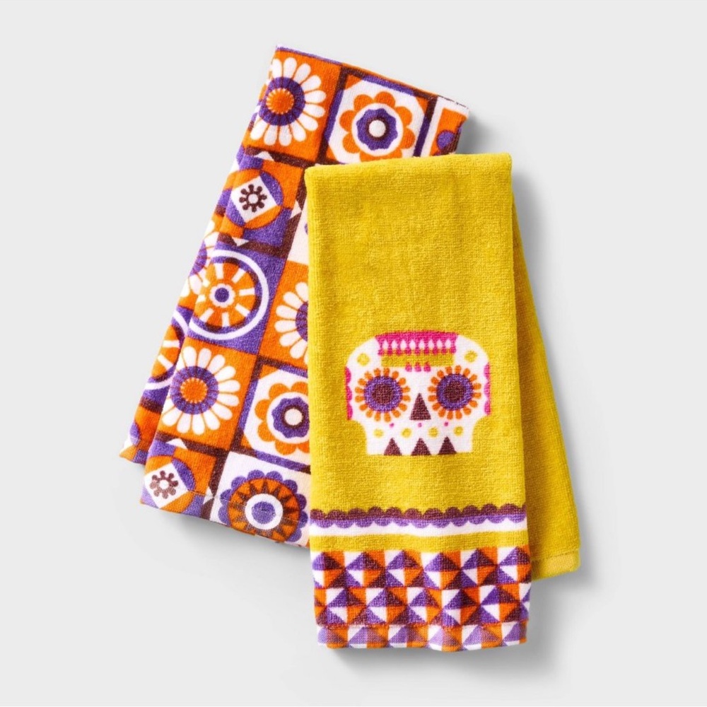 Target x Cecilia Ruiz Dia De Muertos Halloween 2025 2 pack kitchen hand towels